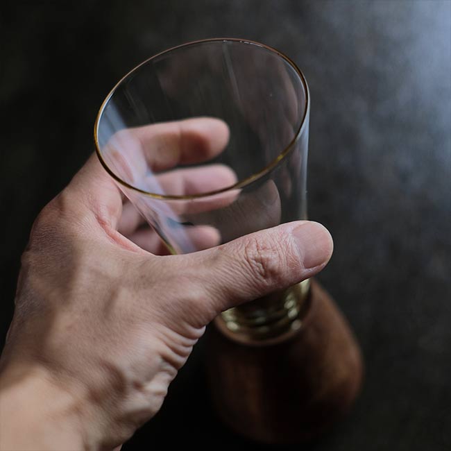Wooden base glass