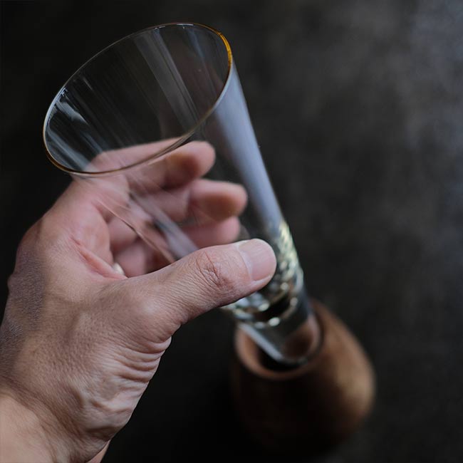 Wooden base glass