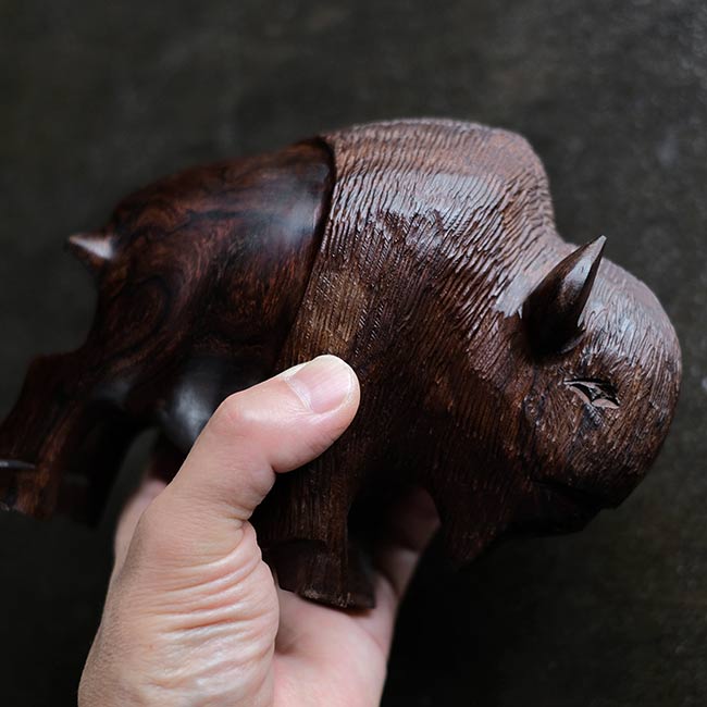 Wooden carved bison