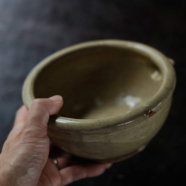 Yellow glazed sake cup