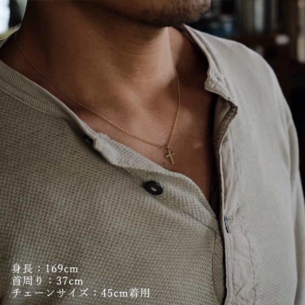 小さなクロスのネックレス(40~50cm)K18クロス×K10チェーン