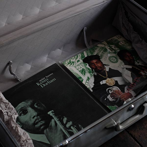 A large, well-used aluminum trunk