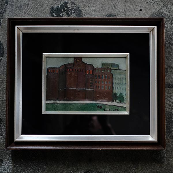 油彩画「茶色いビル」