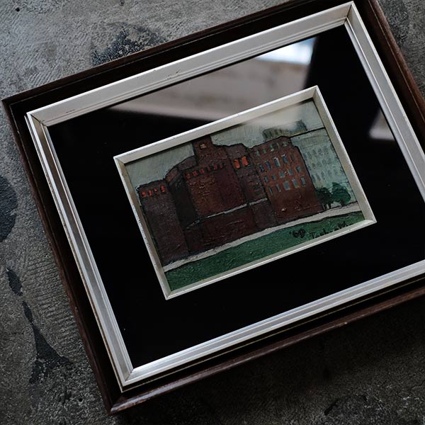 油彩画「茶色いビル」