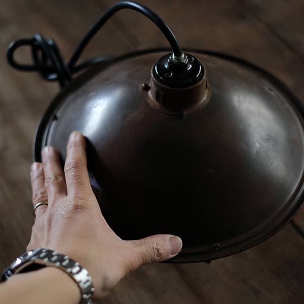 Pendant light using an electric heater shade