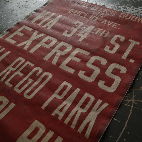 1962 NYC Green Line Bus Destination Roll Sign