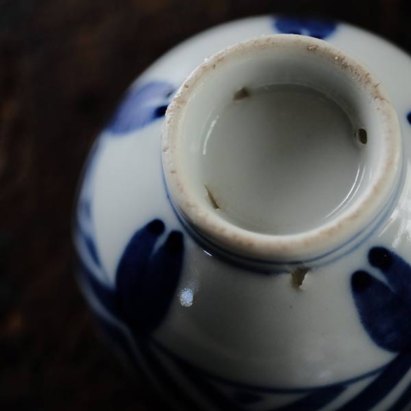 Old Imari blue and white porcelain bowl and teacup