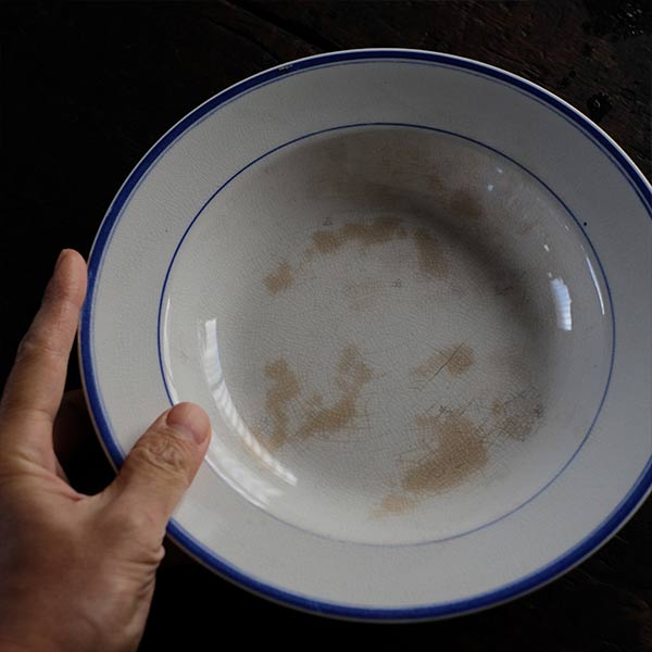 NIPPON KOSHITSU TOKIO (Japanese Hard Pottery) IRONSTONE Blue Line Plate, φ22.5cm