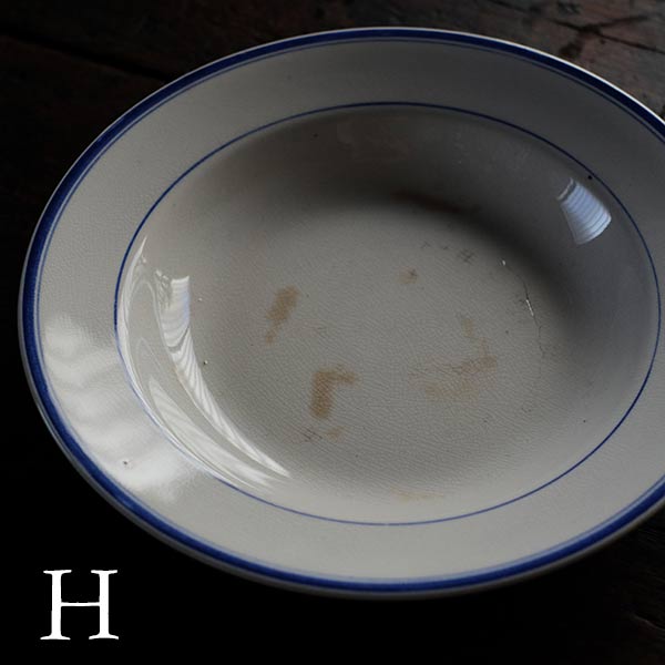NIPPON KOSHITSU TOKIO (Japanese Hard Pottery) IRONSTONE Blue Line Plate, φ22.5cm