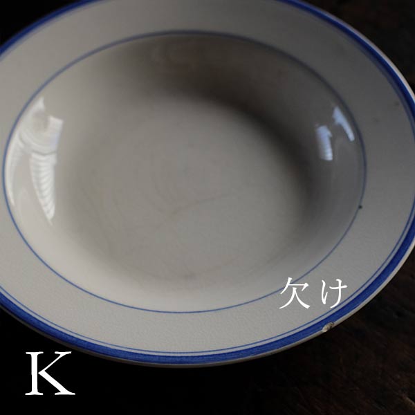 NIPPON KOSHITSU TOKIO (Japanese Hard Pottery) IRONSTONE Blue Line Plate, φ22.5cm