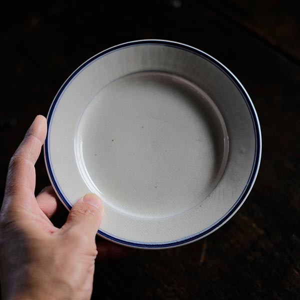 NIPPON KOSHITSU TOKIO(日本硬質陶器)IRONSTONE ブルーラインの皿 φ16.5cm