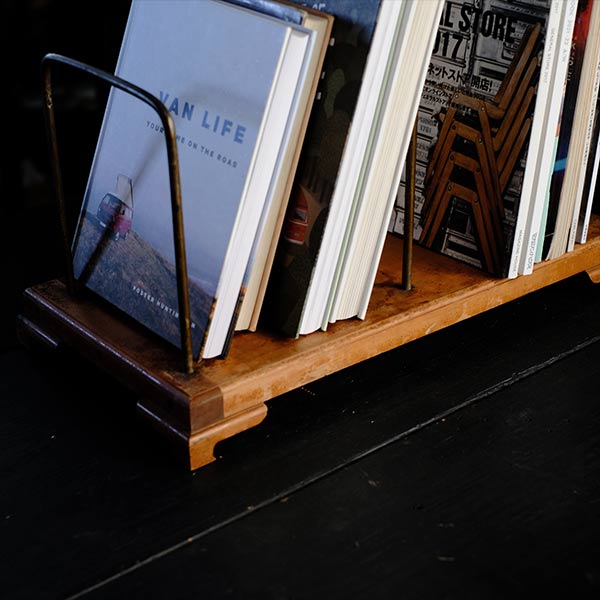 wooden bookshelf