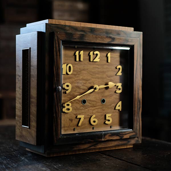 Seikosha wooden square clock with battery-operated quartz movement replaced