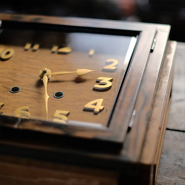 Seikosha wooden square clock with battery-operated quartz movement replaced