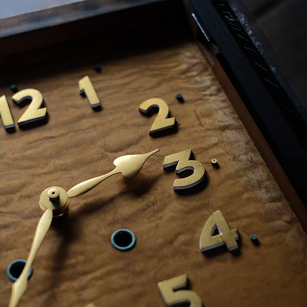 Seikosha wooden square clock with battery-operated quartz movement replaced