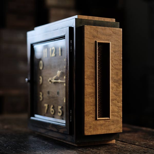 Seikosha wooden square clock with battery-operated quartz movement replaced