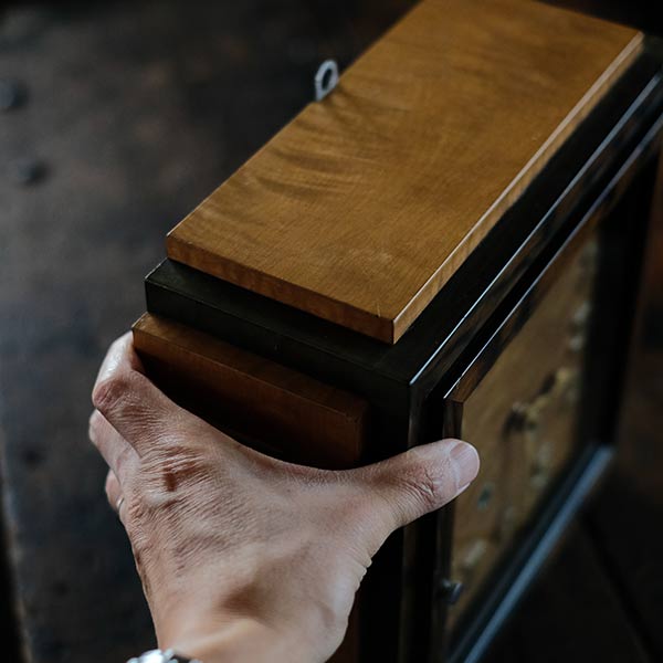 Seikosha wooden square clock with battery-operated quartz movement replaced