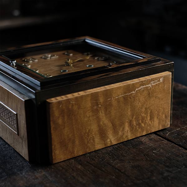Seikosha wooden square clock with battery-operated quartz movement replaced
