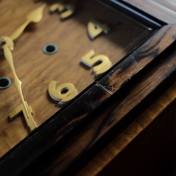 Seikosha wooden square clock with battery-operated quartz movement replaced