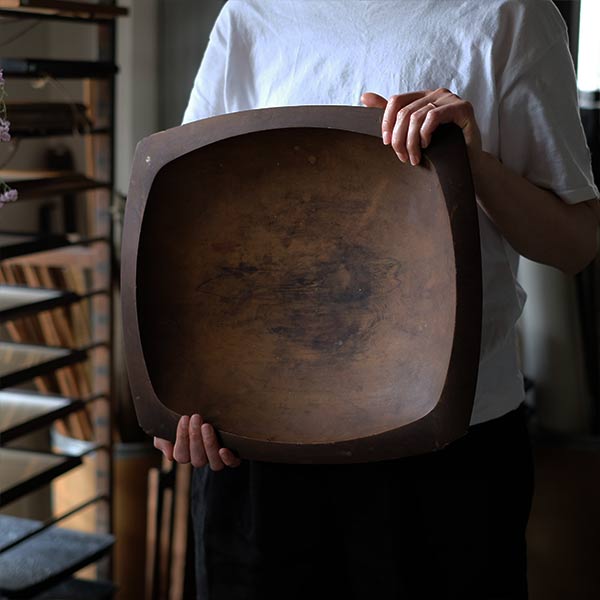 Large square wooden plate