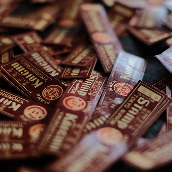 Paper labels from a prewar stamp manufacturer