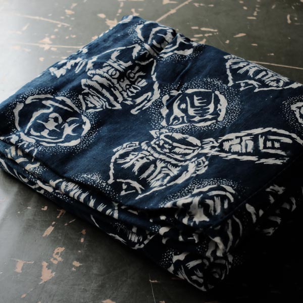 Stencil-dyed cotton futon cover