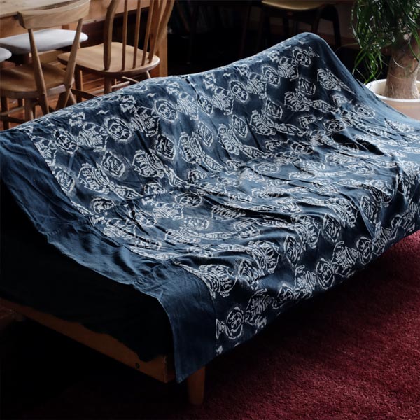 Stencil-dyed cotton futon cover