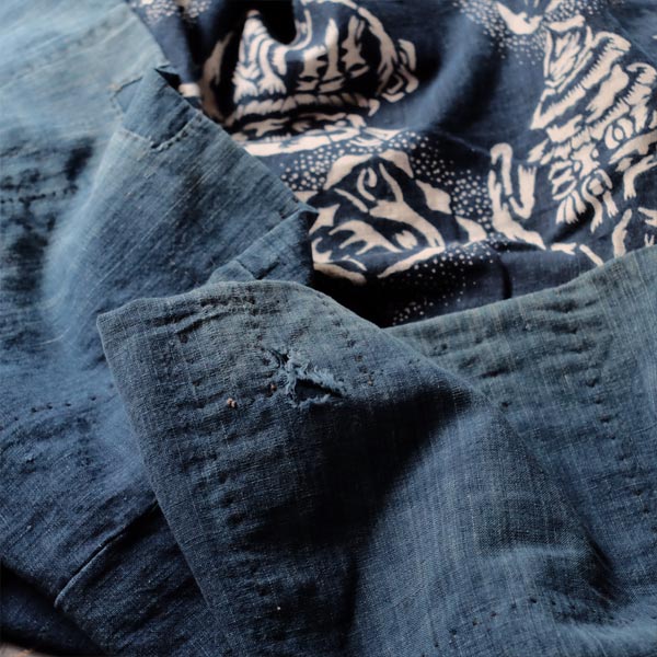 Stencil-dyed cotton futon cover