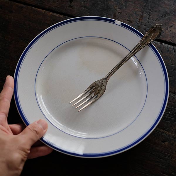 Yamasho Pottery Ironstone Blue Line Plate φ22.5cm