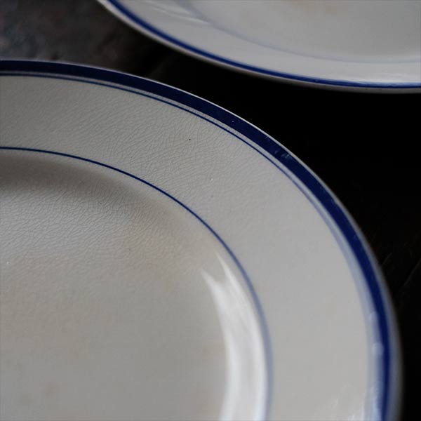 Yamasho Pottery Ironstone Blue Line Plate φ22.5cm