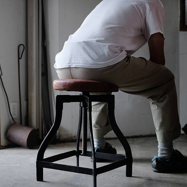 アイアン　回転スツールラック オーク・古材 回転式アイアンスツール 椅子（チェアー