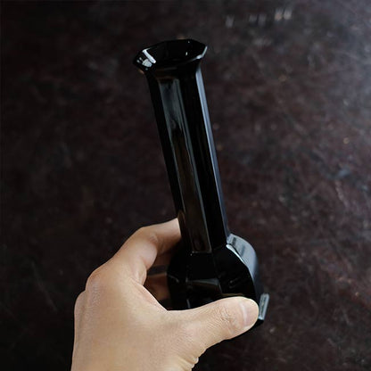 Black glass flower vase