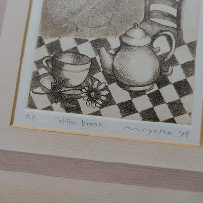 リトグラフ「Coffee Break」Miyolco