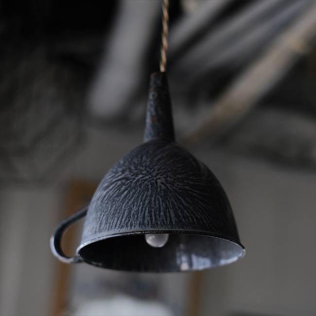 Enamel funnel pendant light