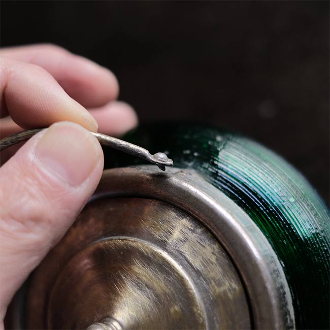 大正～昭和初期 ガラスのシュガーポットL 緑