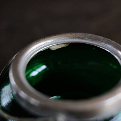 大正～昭和初期 ガラスのシュガーポットL 緑