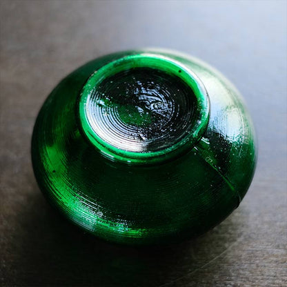 大正～昭和初期 ガラスのシュガーポットL 緑