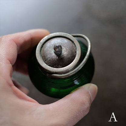 大正～昭和初期 ガラスのシュガーポットS 緑