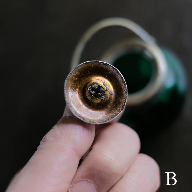 大正～昭和初期 ガラスのシュガーポットS 緑