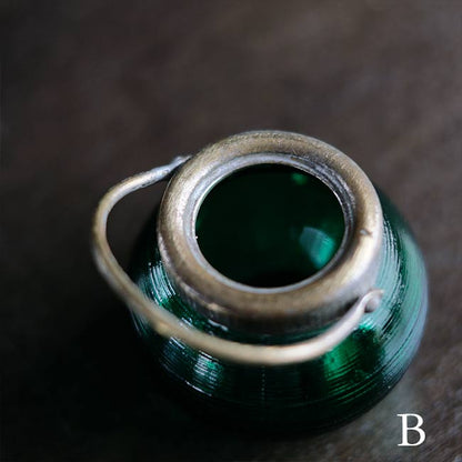 大正～昭和初期 ガラスのシュガーポットS 緑