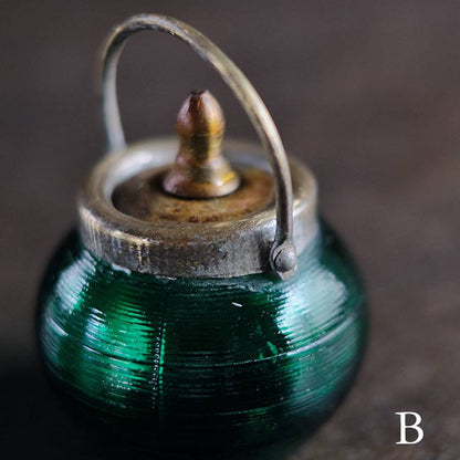 大正～昭和初期 ガラスのシュガーポットS 緑