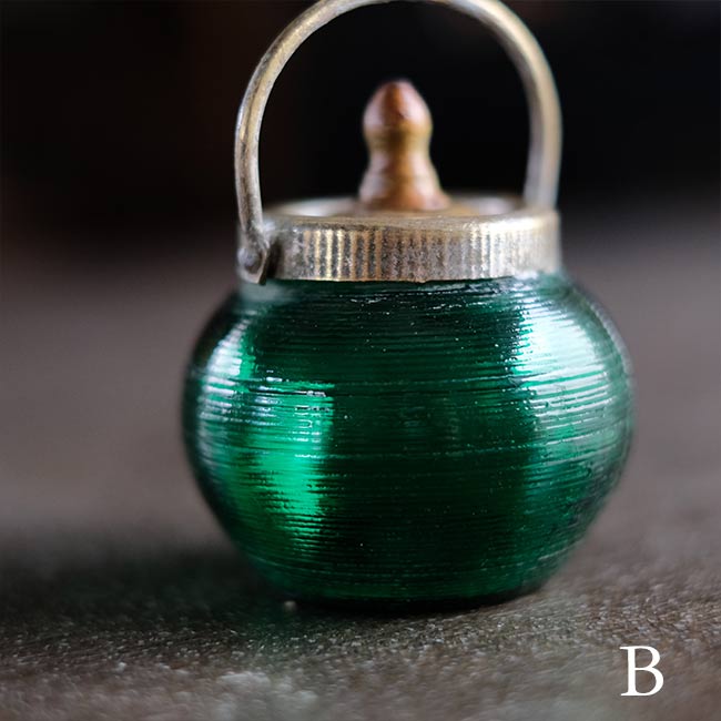 大正～昭和初期 ガラスのシュガーポットS 緑