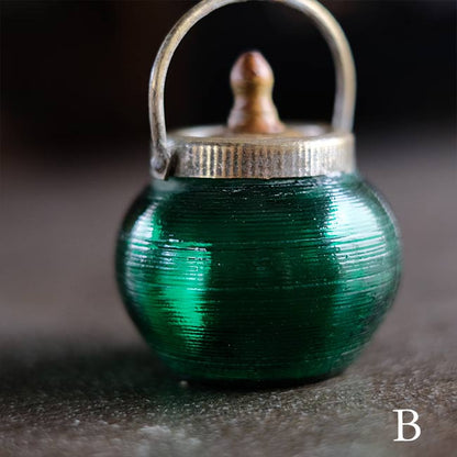 大正～昭和初期 ガラスのシュガーポットS 緑