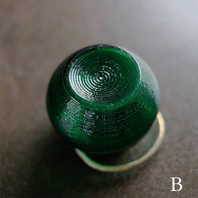 大正～昭和初期 ガラスのシュガーポットS 緑