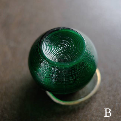 大正～昭和初期 ガラスのシュガーポットS 緑