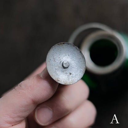 大正～昭和初期 ガラスのシュガーポットS 緑