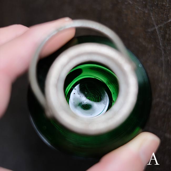 大正～昭和初期 ガラスのシュガーポットS 緑