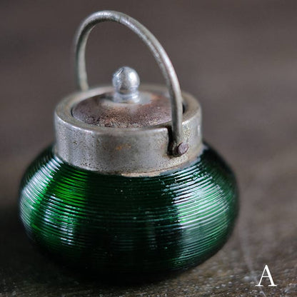 大正～昭和初期 ガラスのシュガーポットS 緑