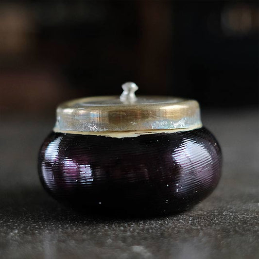 大正～昭和初期 ガラスのシュガーポットM 紫