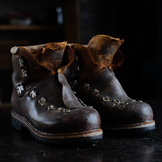 Leather hiking boots
